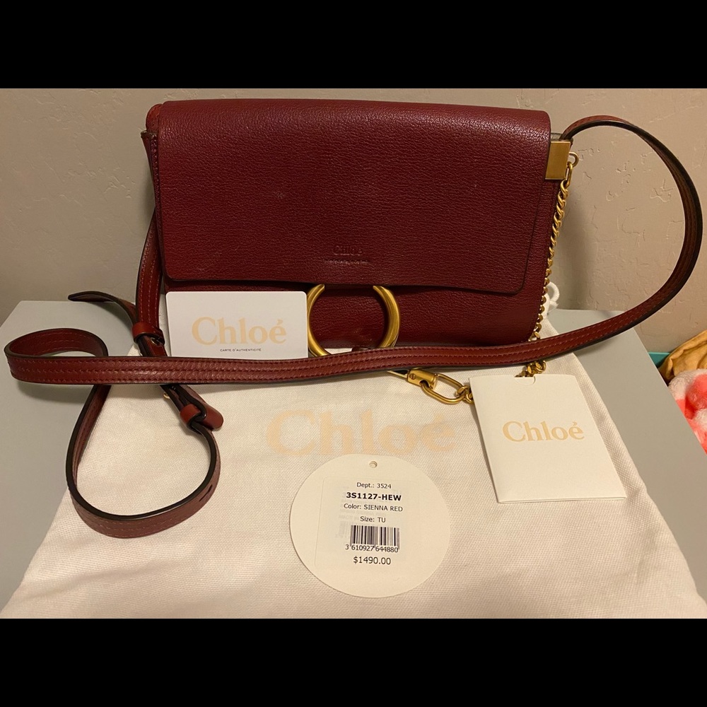 CHLOE Sienna Red Leather Small Faye Bag